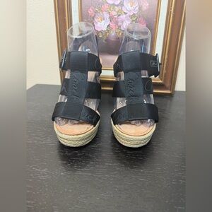 Coach Maryanne Black Platform Espadrille Wedge Heel Size 8B